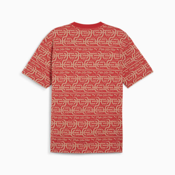 PUMA X Palm Tree Crew Men's Striped Tee, Club Red, extralarge-IND