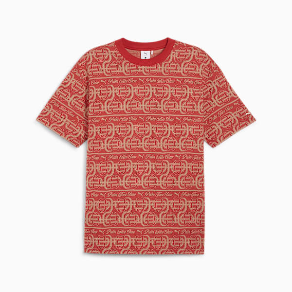 PUMA X Palm Tree Crew Men's Striped Tee, Club Red, extralarge-IND