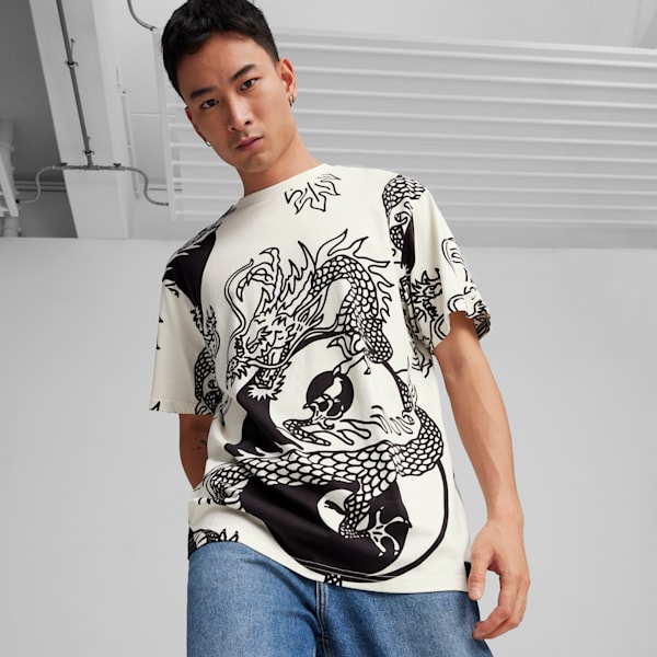 Playera con estampado integral para hombre PUMA X STAPLE, Warm White-Puma black, extralarge