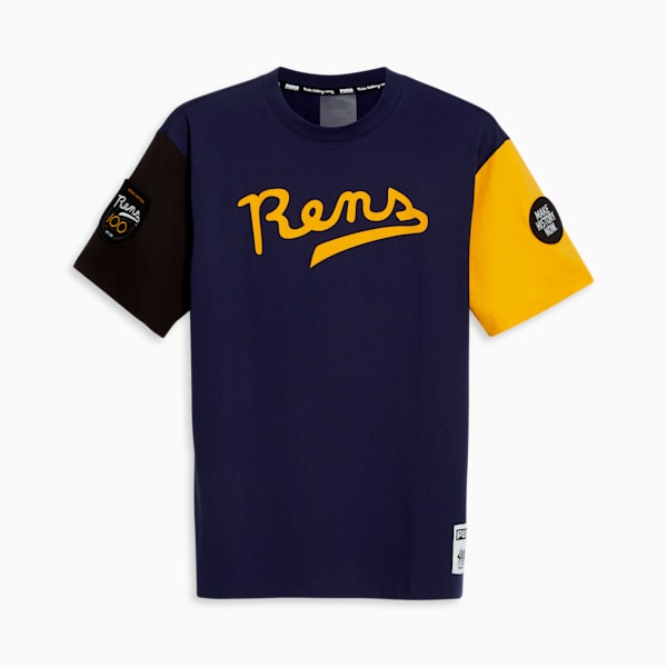 Playera PUMA x BLACK FIVES Rens 100 Hombre, PUMA Navy-Yellow Sizzle-PUMA Black, extralarge
