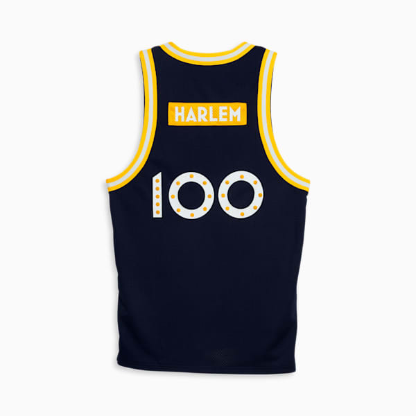 Jersey de básquetbol PUMA x BLACK FIVES Rens 100 Hombre, PUMA Navy-Yellow Sizzle, extralarge