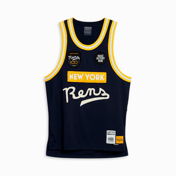 Jersey de básquetbol PUMA x BLACK FIVES Rens 100 Hombre, PUMA Navy-Yellow Sizzle, extralarge