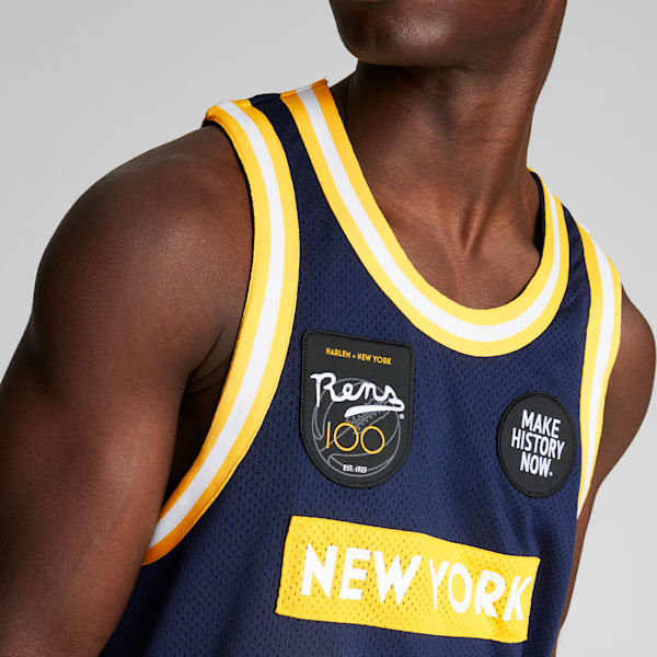 Jersey de básquetbol PUMA x BLACK FIVES Rens 100 Hombre, PUMA Navy-Yellow Sizzle, extralarge