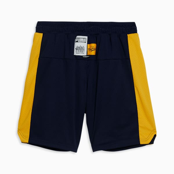 Shorts de básquetbol PUMA x BLACK FIVES Rens 100 Hombre, PUMA Navy-Yellow Sizzle, extralarge