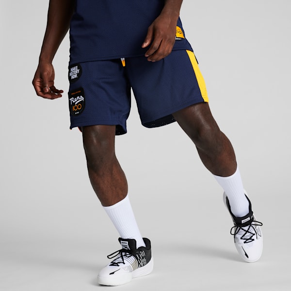 Shorts de básquetbol PUMA x BLACK FIVES Rens 100 Hombre, PUMA Navy-Yellow Sizzle, extralarge