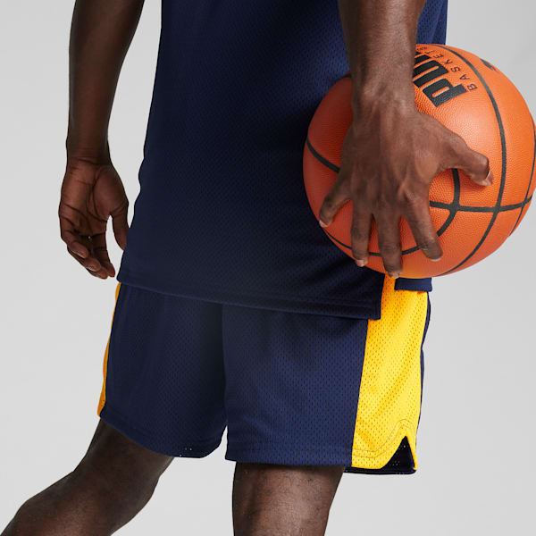 PUMA x BLACK FIVES Rens 100 Men's Basketball Shorts, PUMA Navy-Yellow Sizzle, extralarge