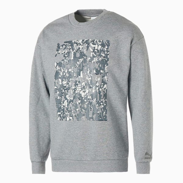 ユニセックス PUMA x BFGU Graphic Project グラフィック クルースウェット, Medium Gray Heather, extralarge-JPN