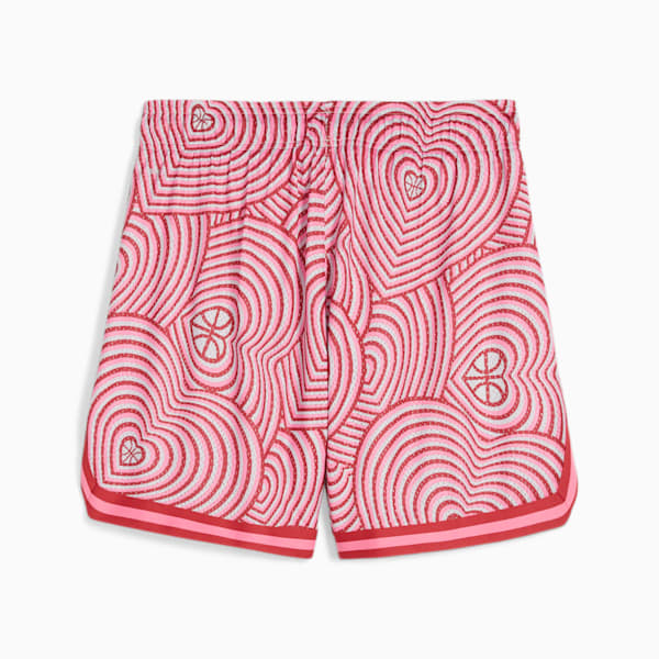 Game Love Big Heart Women's Basketball Shorts, Club Red-AOP, extralarge-IND