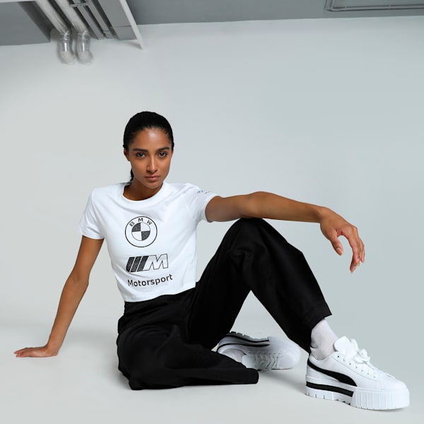 BMW MMS Vintage Logo Women's Slim Fit T-shirt, PUMA White, extralarge-IND