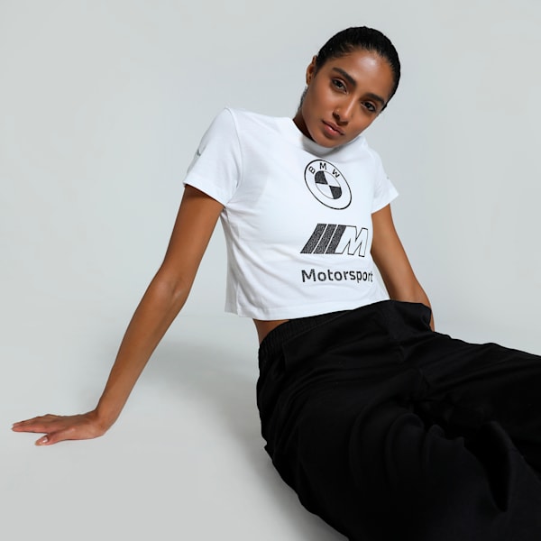 BMW MMS Vintage Logo Women's Slim Fit T-shirt, PUMA White, extralarge-IND
