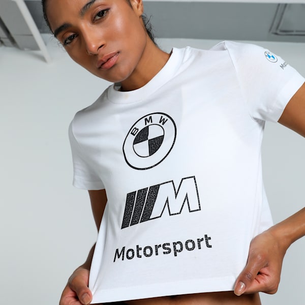 BMW MMS Vintage Logo Women's Slim Fit T-shirt, PUMA White, extralarge-IND