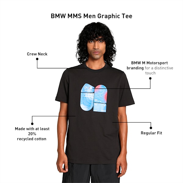 BMW M Motorsport Men's Graphic T-shirt, PUMA Black, extralarge-IND