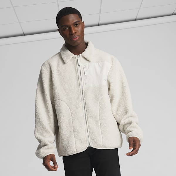 Button up sherpa jacket sale