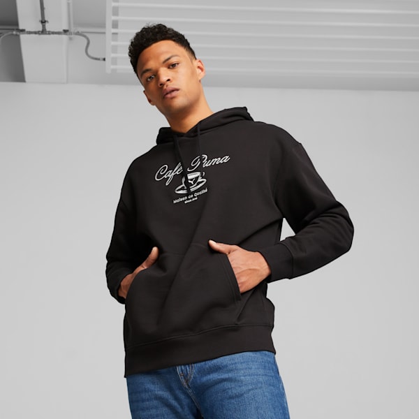 CLASSICS CAFE PUMA Men's Hoodie, PUMA Black, extralarge