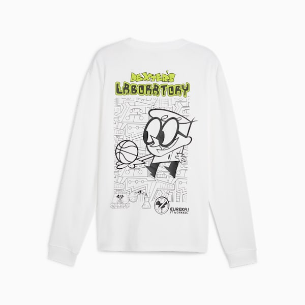 MELO x DEXTER'S LAB Men's Basketball Long Sleeve Tee, PUMA White, extralarge