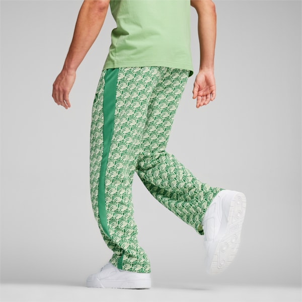 T7 Men's Straight Track Pants, Archive Green-AOP, extralarge