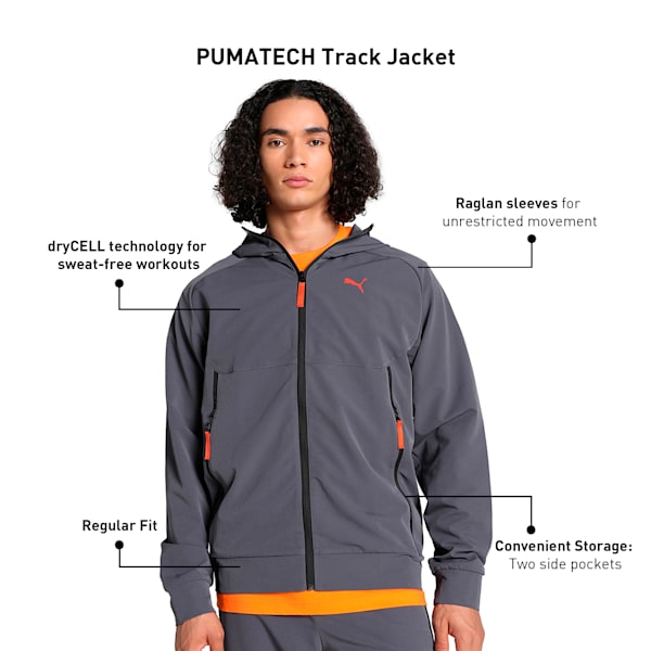 PUMATECH Men's Track Jacket, Galactic Gray-Redmazing, extralarge-IND