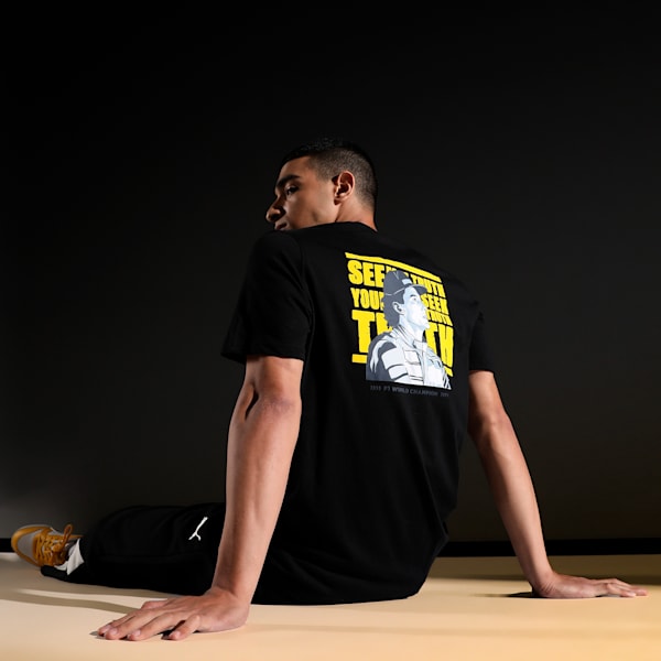 SENNA A VIDA Men's Motorsport T-shirt, PUMA Black, extralarge-IND