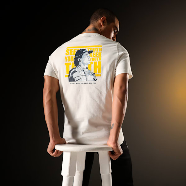 SENNA A VIDA Men's Motorsport T-shirt, Warm White, extralarge-IND