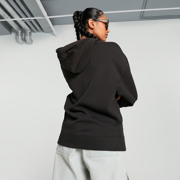 CLASSICS Shiny Logo Women's Hoodie, PUMA Black, extralarge-IND