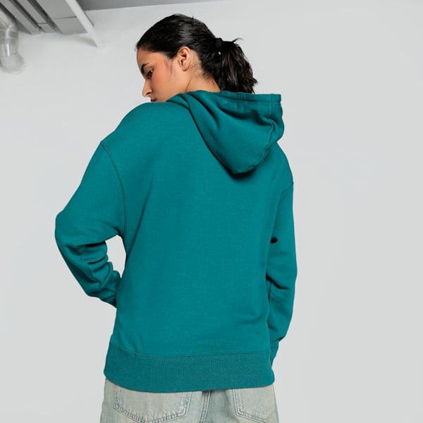 CLASSICS Shiny Logo Women's Hoodie, Cold Green, extralarge-IND