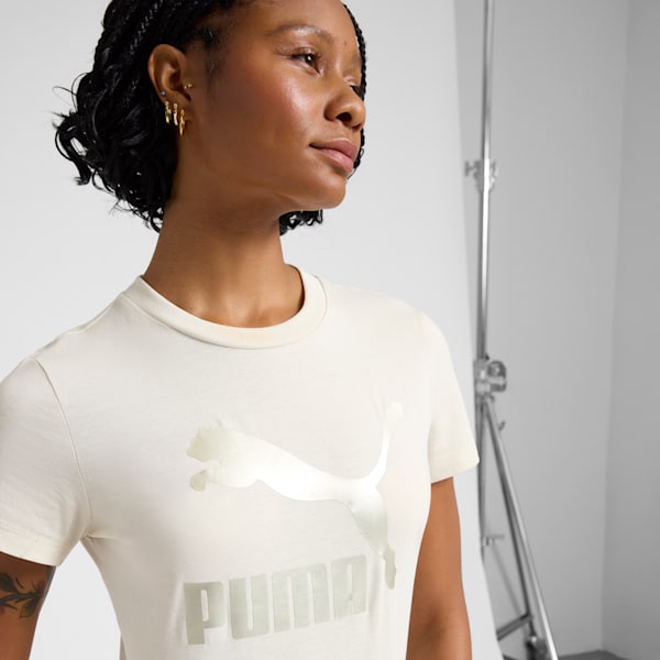 T-shirt à logo brillant CLASSICS Femme, Alpine Snow, extralarge