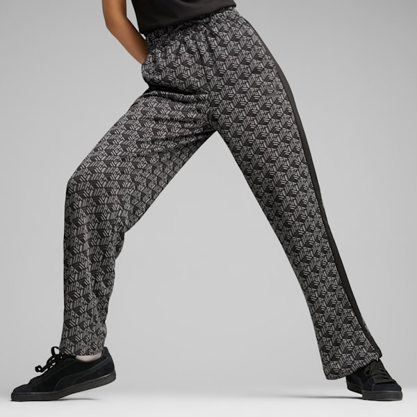 T7 Women's Straight Track Pants, PUMA Black-AOP, extralarge-IND