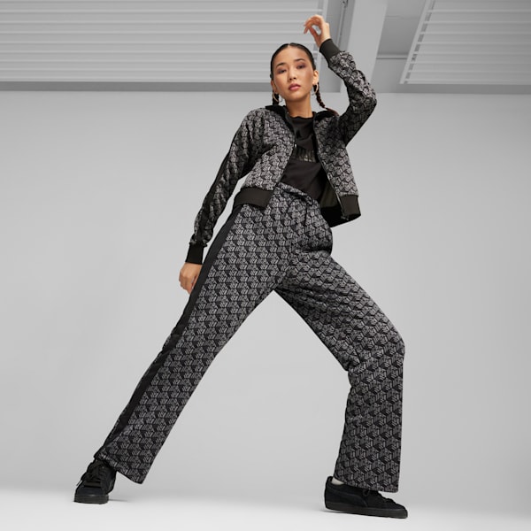 T7 Women's Straight Track Pants, PUMA Black-AOP, extralarge-IND