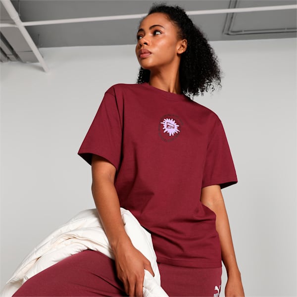 DOWNTOWN Women's Relaxed Fit Graphic T-shirt, Dark Jasper, extralarge-IND