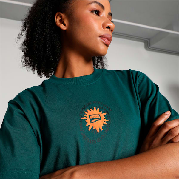 DOWNTOWN Women's Relaxed Fit Graphic T-shirt, Malachite, extralarge-IND