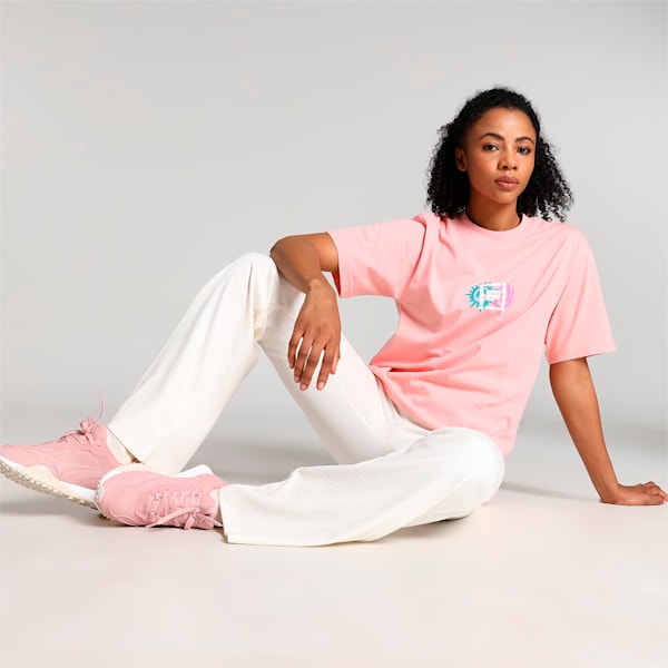 DOWNTOWN Women's Relaxed Fit Graphic T-shirt, Peach Smoothie, extralarge-IND