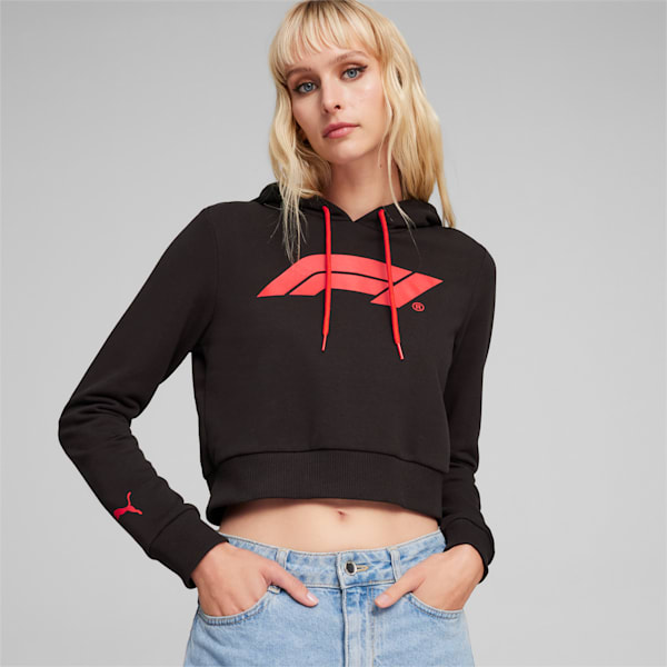 F1 Motorsport Women's Crop Hoodie, PUMA Black, extralarge-IND