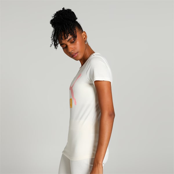 Classics Multi Color Logo Women's T-shirt, Warm White, extralarge-IND