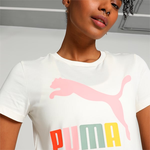 Classics Multi Color Logo Women's T-shirt, Warm White, extralarge-IND