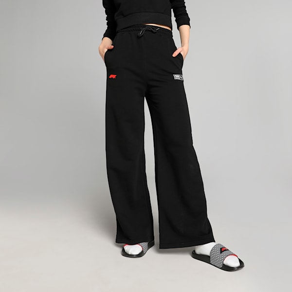 F1 Motorsport Women's Wide-Leg Sweatpants, PUMA Black, extralarge-IND