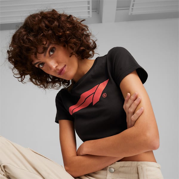 F1 Motorsport Women's Slim Fit Crop T-shirt, PUMA Black, extralarge-IND
