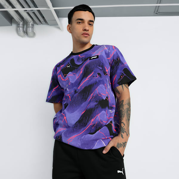F1® Neon Energy All-Over Print Men's Relaxed Fit Motorsport Tee, PUMA Black-AOP, extralarge-IND