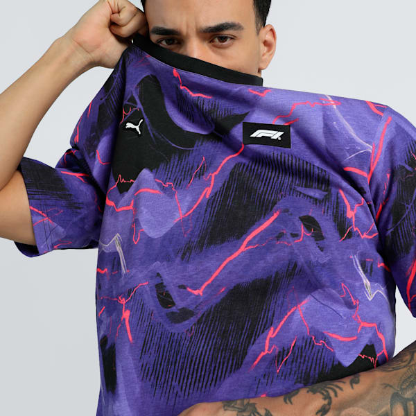 F1® Neon Energy All-Over Print Men's Relaxed Fit Motorsport Tee, PUMA Black-AOP, extralarge-IND