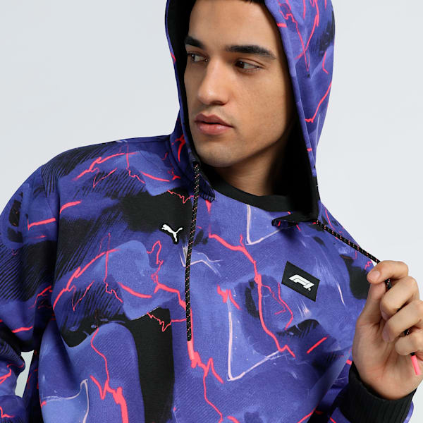 F1® Neon Energy All-Over Print Men's Relaxed Fit Motorsport Hoodie, PUMA Black, extralarge-IND