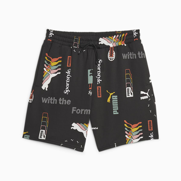 CLASSICS BRAND LOVE Men's Shorts, PUMA Black-AOP, extralarge-IND