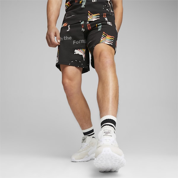 CLASSICS BRAND LOVE Men's Shorts, PUMA Black-AOP, extralarge-IND