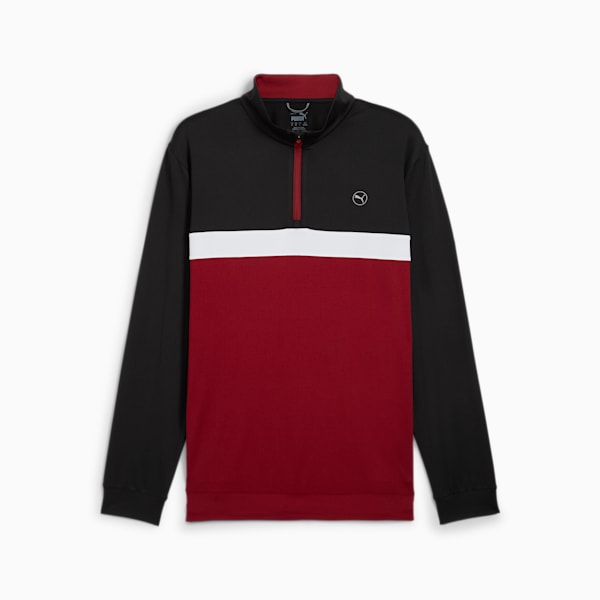 Pure Colourblock Men's Golf Quarter-Zip, PUMA Black-Intense Red, extralarge-GBR