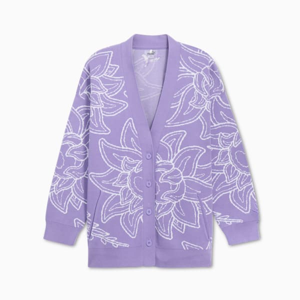 STEWIE x CITY OF LOVE Women's Cardigan, Lavender Alert-AOP, extralarge