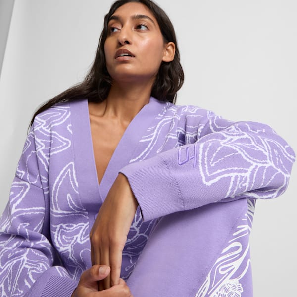 STEWIE x CITY OF LOVE Women's Cardigan, Lavender Alert-AOP, extralarge