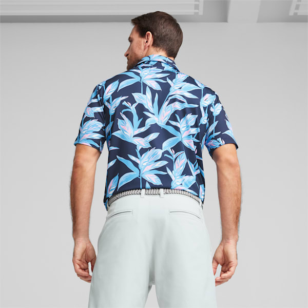 メンズ ゴルフ PUMA x PTC フローラル 半袖 ポロシャツ, Deep Navy-Regal Blue, extralarge-AUS