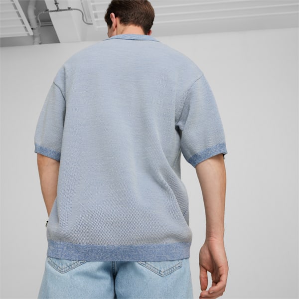 メンズ バスケットボール ノスタルジア ニット 半袖 ポロシャツ, Zen Blue, extralarge-JPN