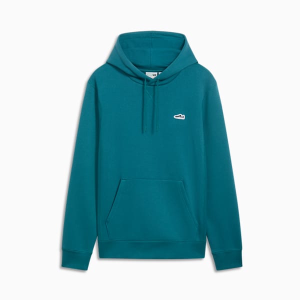 Sudadera con capucha para hombre Suede Logo, Cold Green, extralarge