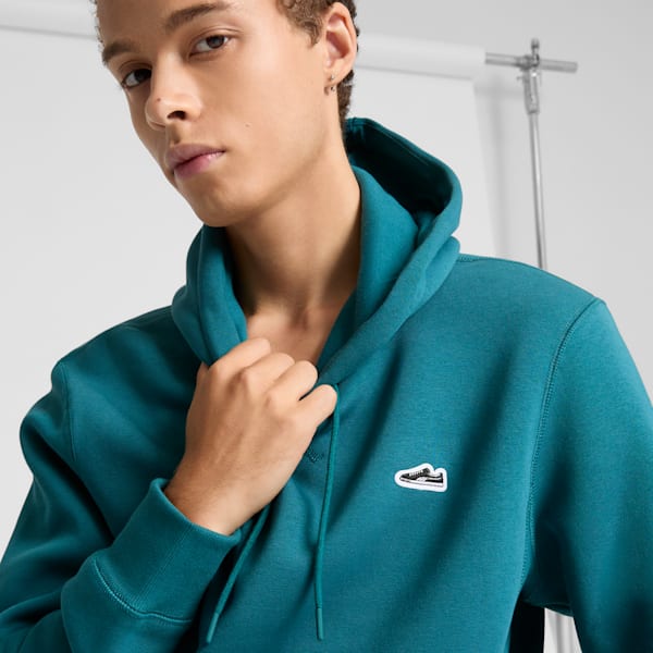 Suede Logo Men's Hoodie, Cold Green, extralarge