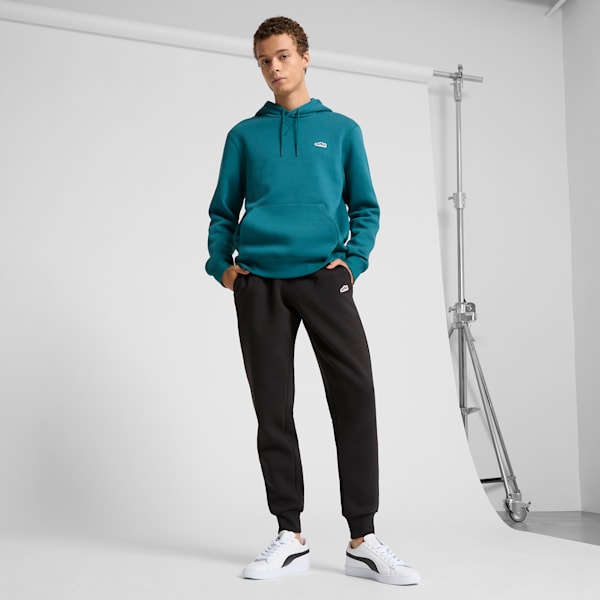 Sudadera con capucha para hombre Suede Logo, Cold Green, extralarge