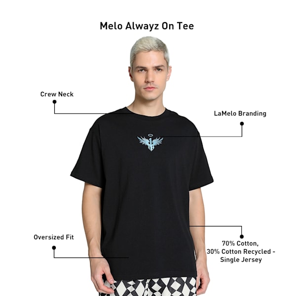 Melo Alwayz On Men's Oversized Basketball Tee, PUMA Black, extralarge-IND